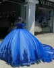 Sweetheart Neck Blue Quinceanera Dress Off Shoulder Sequin 15 Dresses