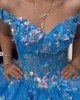 Sweetheart Neck Blue Quinceanera Dresses Off Shoulder Ball Gown Sheer Bodice 15 Dress With Lace Appliques