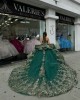 Sweetheart Neck Emerald Green Quinceanera Dresses Off Shoulder Ball Gown Metallic Sequin 15 Dress