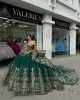 Sweetheart Neck Emerald Green Quinceanera Dresses Off Shoulder Ball Gown Metallic Sequin 15 Dress