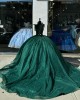 Sweetheart Neck Emerald Green Quinceanera Dresses Spaghetti Strap Ball Gown Metallic Sequin Beading 15 Dress