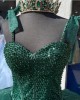 Sweetheart Neck Emerald Green Quinceanera Dresses Spaghetti Strap Ball Gown Metallic Sequin Beading 15 Dress