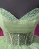 Sweetheart Neck Sage Green Quinceanera Dresses Off Shoulder Ball Gown Metallic Sequin 15 Dress