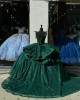 Sweetheart Neck Tiered Emerald Green Quinceanera Dresses Spaghetti Strap Ball Gown Metallic Sequin Beading 15 Dress