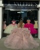 Tiered V Neck Pink Quinceanera Dresses Off Shoulder Ball Gown Metallic Sequin 15 Dress With Bow