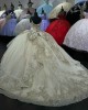 V Neck Champagne Quinceanera Dresses Spaghetti Strap Ball Gown Metallic Sequin 15 Dress With Bow