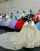 V Neck Champagne Quinceanera Dresses Spaghetti Strap Ball Gown Metallic Sequin 15 Dress With Bow