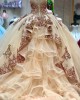 Detachable Rose Gold Quinceanera Dress Sweetheart Neck Metallic Sequin 15 Dress