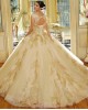 Off Shoulder Gold Quinceanera Dresses Metallic Sequin V Neck 15 Dress