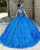 Royal Blue Lace Appliques Quinceanera Dresses Beading 15 Dress