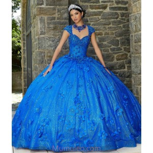 Royal Blue Lace Appliques Quinceanera Dresses Beading 15 Dress