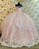 Sweetheart Neck Rose Gold Quinceanera Dresses Metallic Sequin Off Shoulder 15 Dress