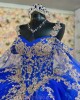 Cape Sleeve Blue Quinceanera Dresses Lace Appliques Sweetheart Neck 15 Dress