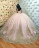 Long Sleeve Pink Quince Dresses Metallic Sequin Sweetheart Neck 15 Dress