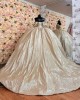 Off Shoulder Champagne Quince Dresses Metallic Sequin Sweetheart Neck 15 Dress