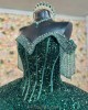 Off Shoulder Emerald Green Quince Dresses Metallic Sequin V Neck 15 Dress