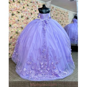 Off Shoulder Lilac Quinceanera Dresses Sweetheart Neck Lace Appliques 15 Dress