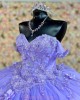 Off Shoulder Lilac Quinceanera Dresses Sweetheart Neck Lace Appliques 15 Dress