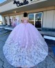 Off Shoulder Lilac Quinceanera Dresses Sweetheart Neck Metallic Sequin 15 Dress