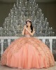 Off Shoulder Rose Gold Quinceanera Dresses Sweetheart Neck 15 Dress With 3D Flowers