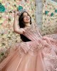 Off Shoulder Rose Gold Quinceanera Dresses Sweetheart Neck Metallic Sequin 15 Dress