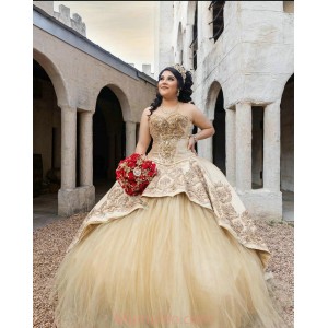 Sleeveless Champagne Quince Dresses Crystal Beading Sweetheart Neck 15 Dress