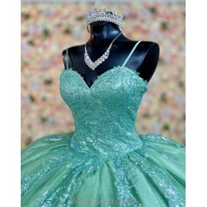 Spaghetti Strap Aqua Quince Dresses Lace Appliques Sweetheart Neck 15 Dress