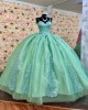 Spaghetti Strap Aqua Quince Dresses Lace Appliques Sweetheart Neck 15 Dress