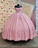 Sweetheart Neck Pink Quinceanera Dresses Lace Appliques Off Shoulder 15 Dress