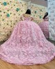 Sweetheart Neck Pink Quinceanera Dresses Sequin Off Shoulder 15 Dress With 3D Flowers