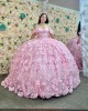 Sweetheart Neck Pink Quinceanera Dresses Sequin Off Shoulder 15 Dress With 3D Flowers