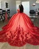 Sweetheart Neck Red Quince Dresses Metallic Sequin Off Shoulder 15 Dress