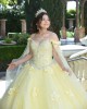 Cape Sleeve Yellow Quinceanera Dress V Neck Lace Appliques 15 Dresses With 3D Flowers