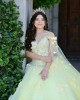 Cape Sleeve Yellow Quinceanera Dress V Neck Lace Appliques 15 Dresses With 3D Flowers