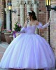 Detachable Lilac Quince Dresses Metallic Sequin Sweetheart Neck 15 Dress