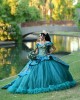 Off Shoulder Aqua Quince Dresses Lace Appliques V Neck 15 Dress