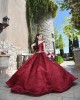 Off Shoulder Burgundy Quince Dresses V Neck 15 Dress