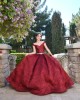 Off Shoulder Burgundy Quince Dresses V Neck 15 Dress