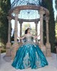 Off Shoulder Emerald Green Quince Dresses Lace Appliques Sweetheart Neck 15 Dress