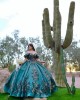 Off Shoulder Emerald Green Quince Dresses Metallic Sequin Sweetheart Neck 15 Dress