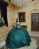 Off Shoulder Emerald Green Quince Dresses Sequin Sweetheart Neck 15 Dress With 3D Flowers