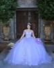 Off Shoulder Lilac Quinceanera Dress Metallic Sequin V Neck 15 Dresses