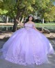 Off Shoulder Lilac Quinceanera Dress Square Collar Lace Appliques 15 Dresses