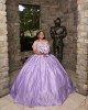 Off Shoulder Lilac Quinceanera Dress Sweetheart Neck Lace Appliques 15 Dresses