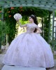 Off Shoulder Lilac Quinceanera Dress Sweetheart Neck Metallic Sequin 15 Dresses