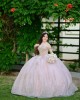 Off Shoulder Lilac Quinceanera Dress Sweetheart Neck Metallic Sequin 15 Dresses