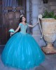 Sleeveless Aqua Quinceanera Dress Crystal Sweetheart Neck 15 Dresses