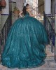 Sleeveless Emerald Green Quinceanera Dress Sweetheart Neck Metallic Sequin 15 Dresses