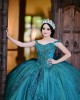 Sleeveless Green Quince Dresses Lace Appliques Scoop Neck 15 Dress