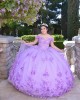 Sleeveless Lilac Quince Dresses Beading V Neck 15 Dress With 3D Flowers